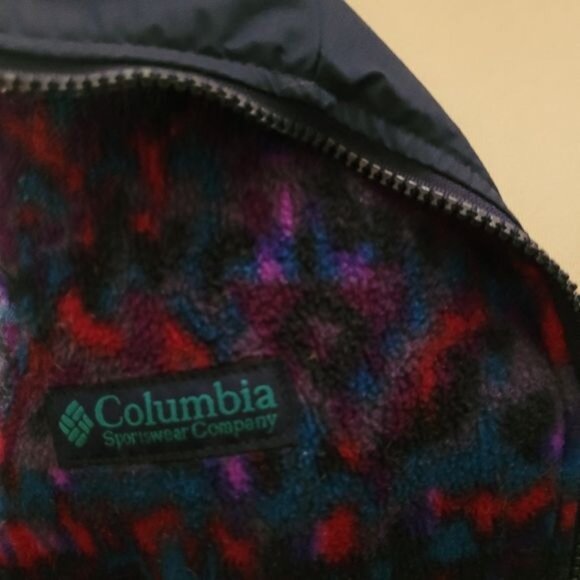 Columbia end reversible vest jacket fleece medium blue southwest print - Picture 5 of 9